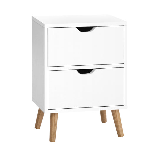 Marlook Bedside Table 2 Drawers - BODEN White