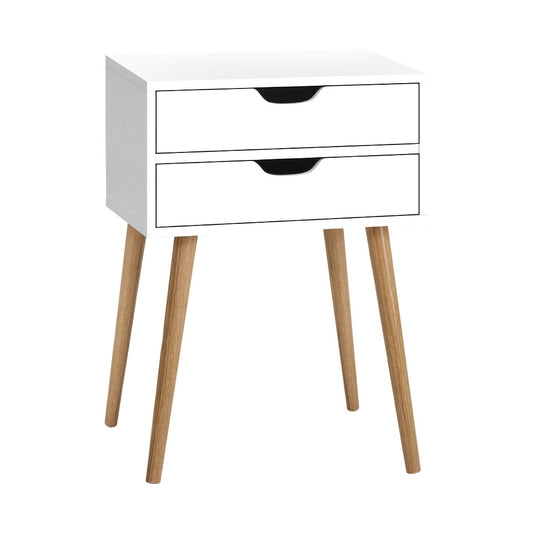 Marlook Bedside Table 2 Drawers - BODIE White