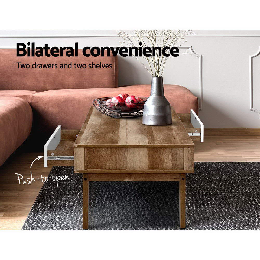 Marlook Coffee Table 2 Drawers Walnut Serena