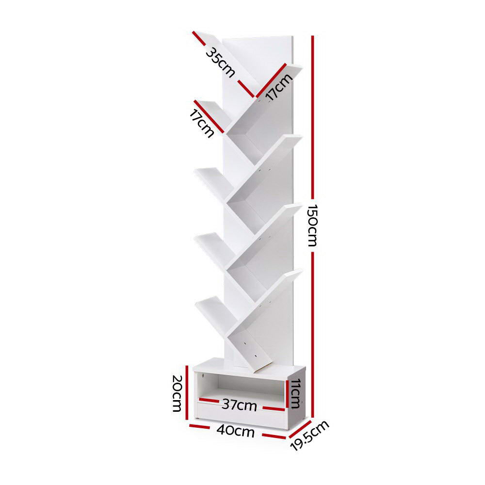 Marlook Tree Bookshelf 9 Tiers - ECHO White