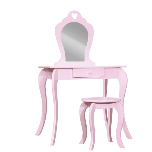 Marlook Kids Dressing Table Stool Set Vanity Mirror Princess Children Makeup Pink