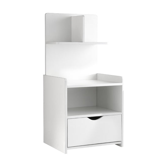Marlook Bedside Table 1 Drawer with Shelves - EVERMORE White
