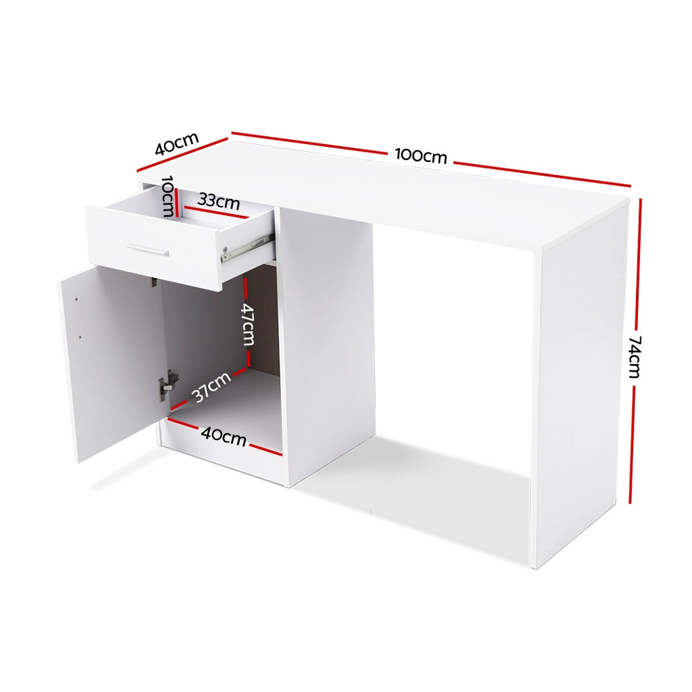 Marlook Computer Desk Drawer Cabinet White 100CM