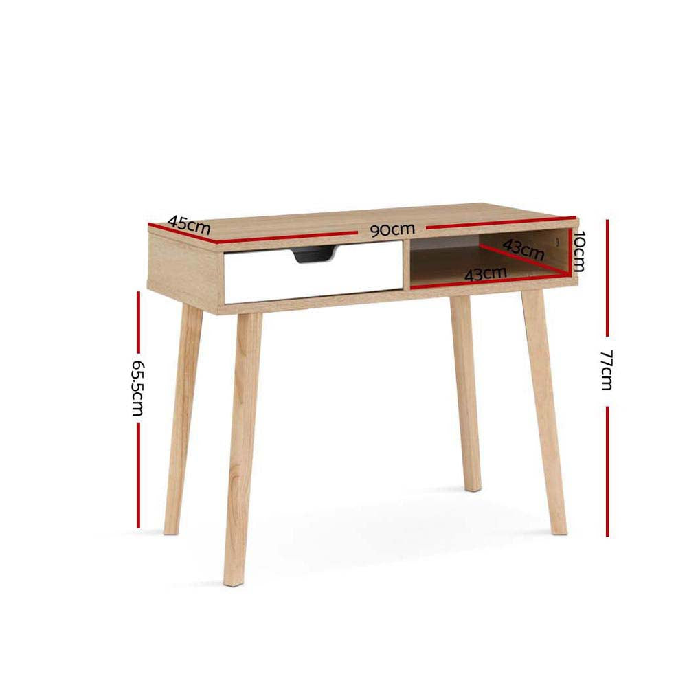 Marlook Computer Desk Drawer Cabinet Shelf Oak 90CM