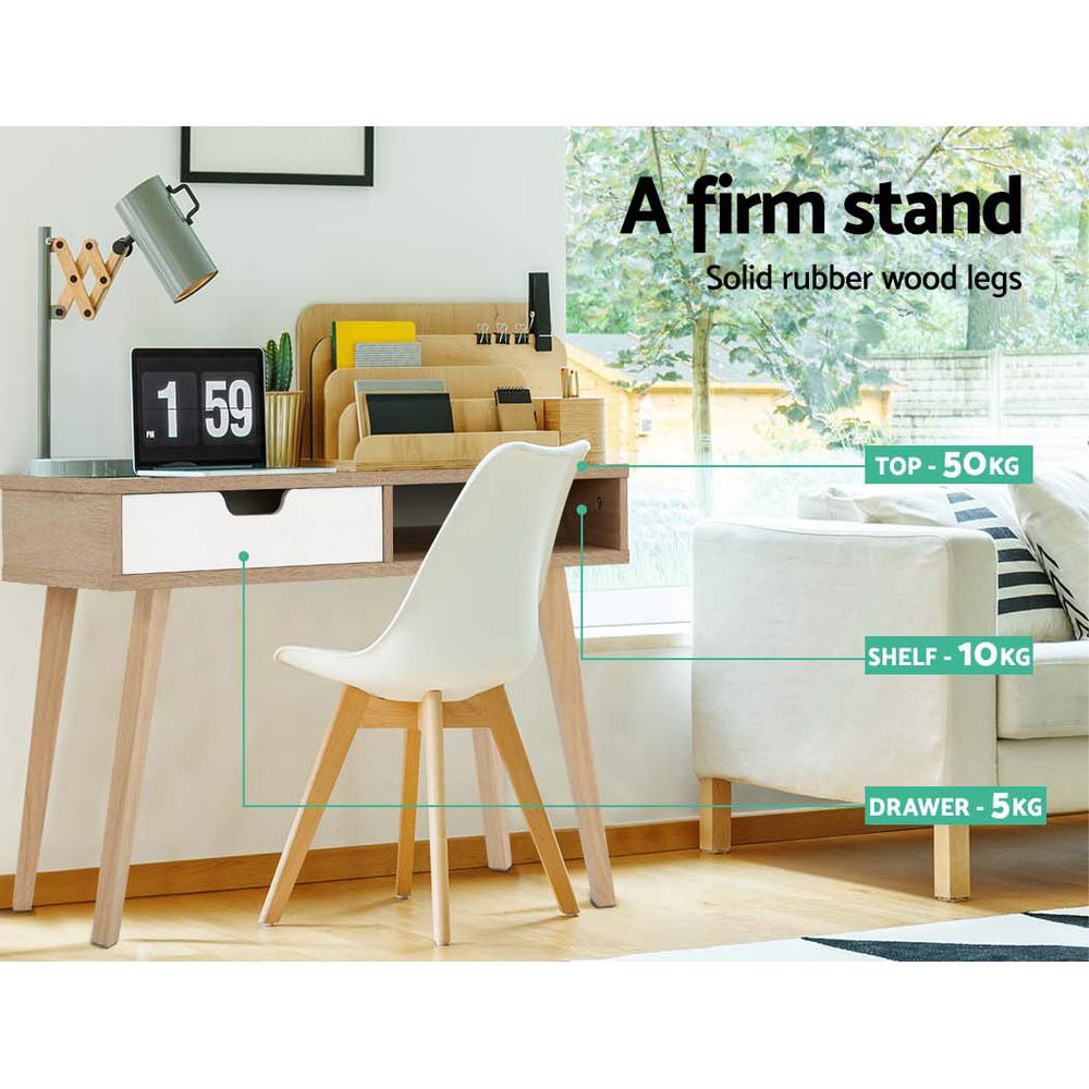 Marlook Computer Desk Drawer Cabinet Shelf Oak 90CM