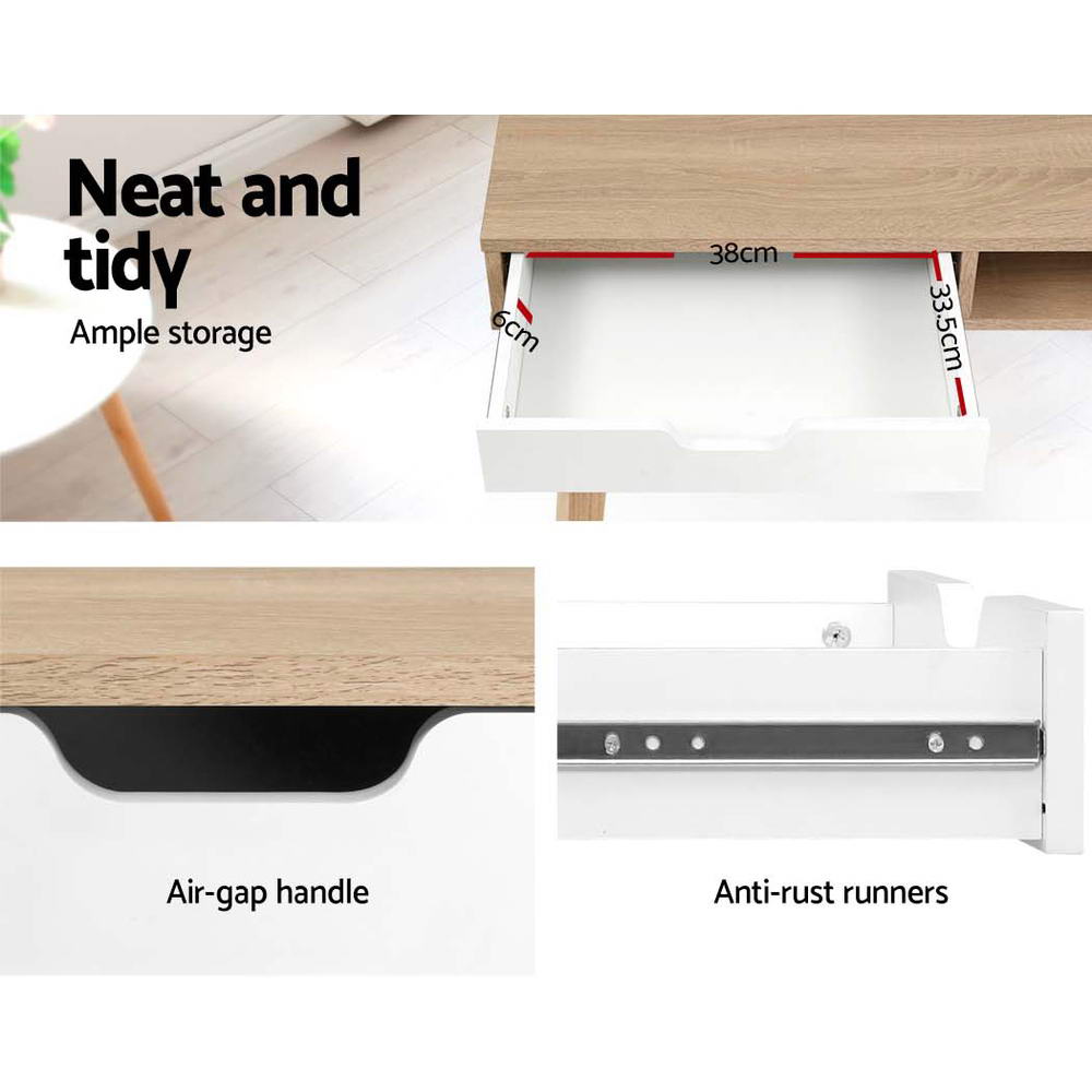 Marlook Computer Desk Drawer Cabinet Shelf Oak 90CM