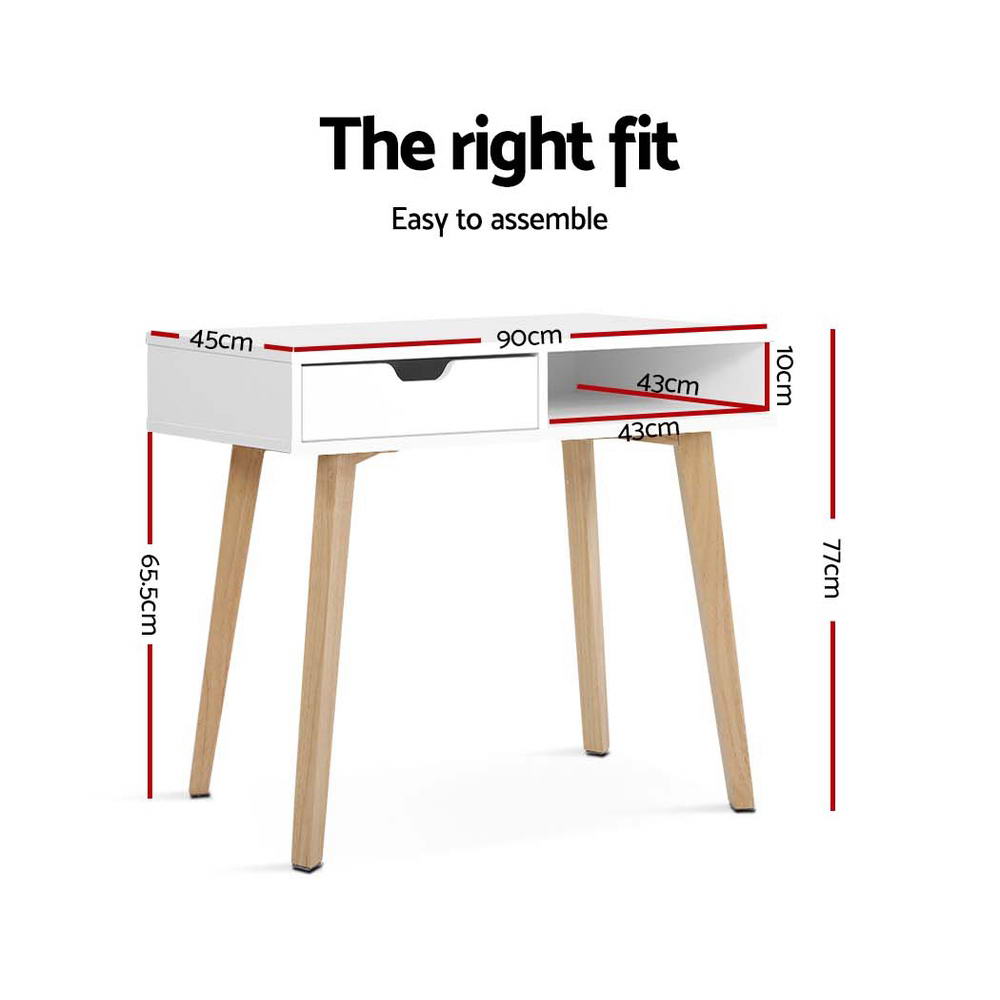 Marlook Computer Desk Drawer Cabinet Shelf White 90CM