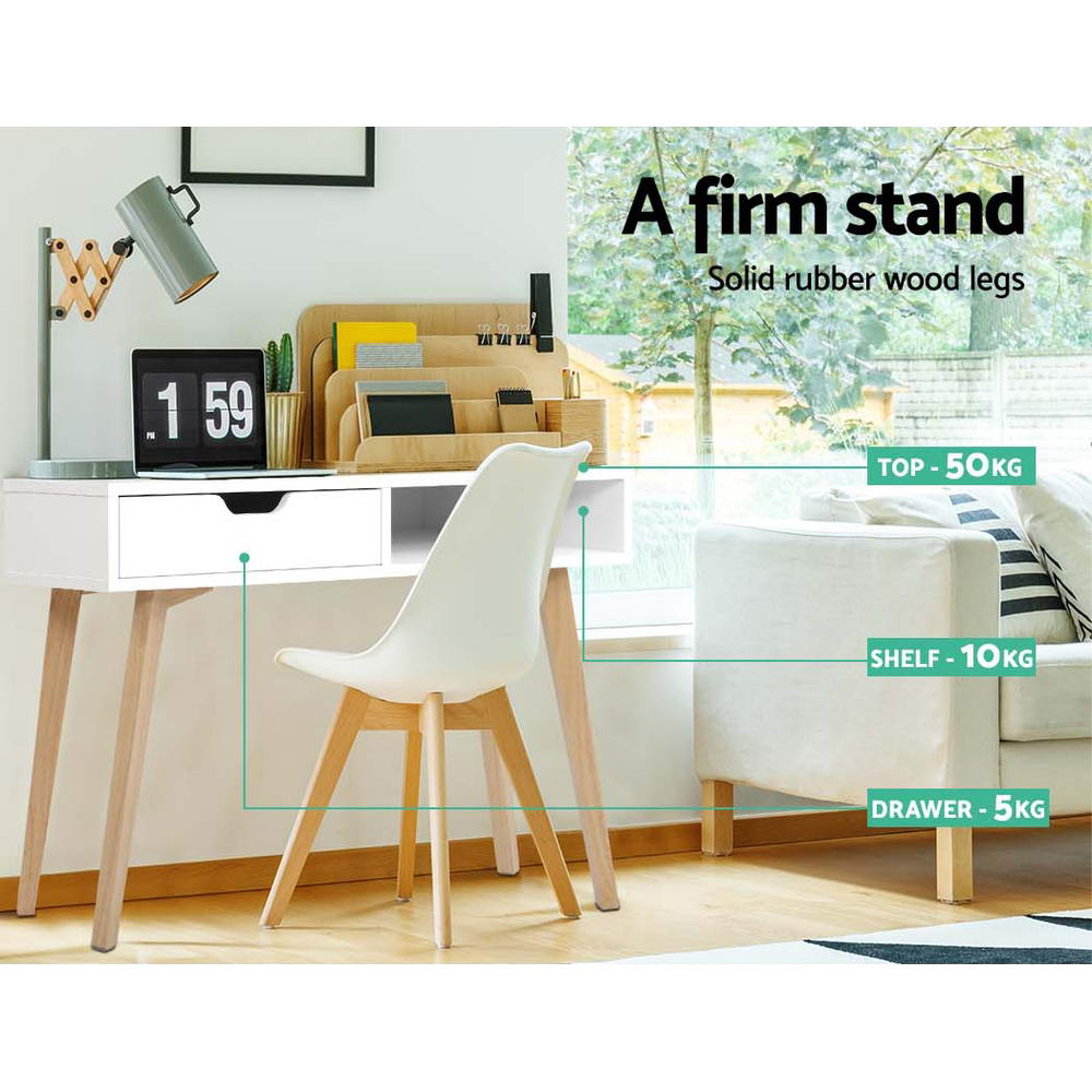 Marlook Computer Desk Drawer Cabinet Shelf White 90CM