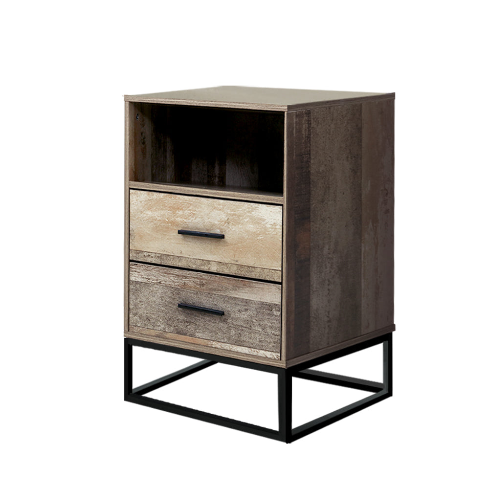 Marlook Bedside Table 2 Drawers with Shelf - BADAN