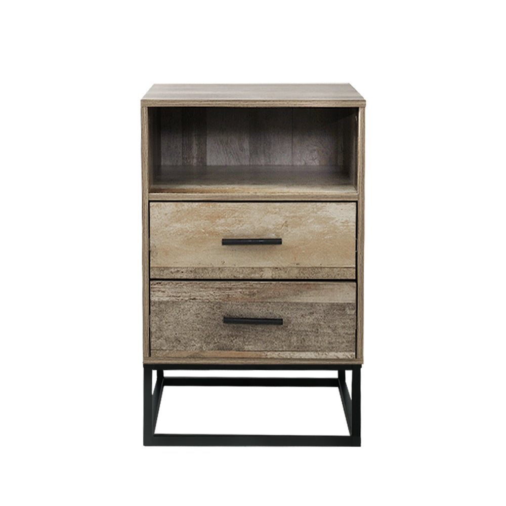Marlook Bedside Table 2 Drawers with Shelf - BADAN