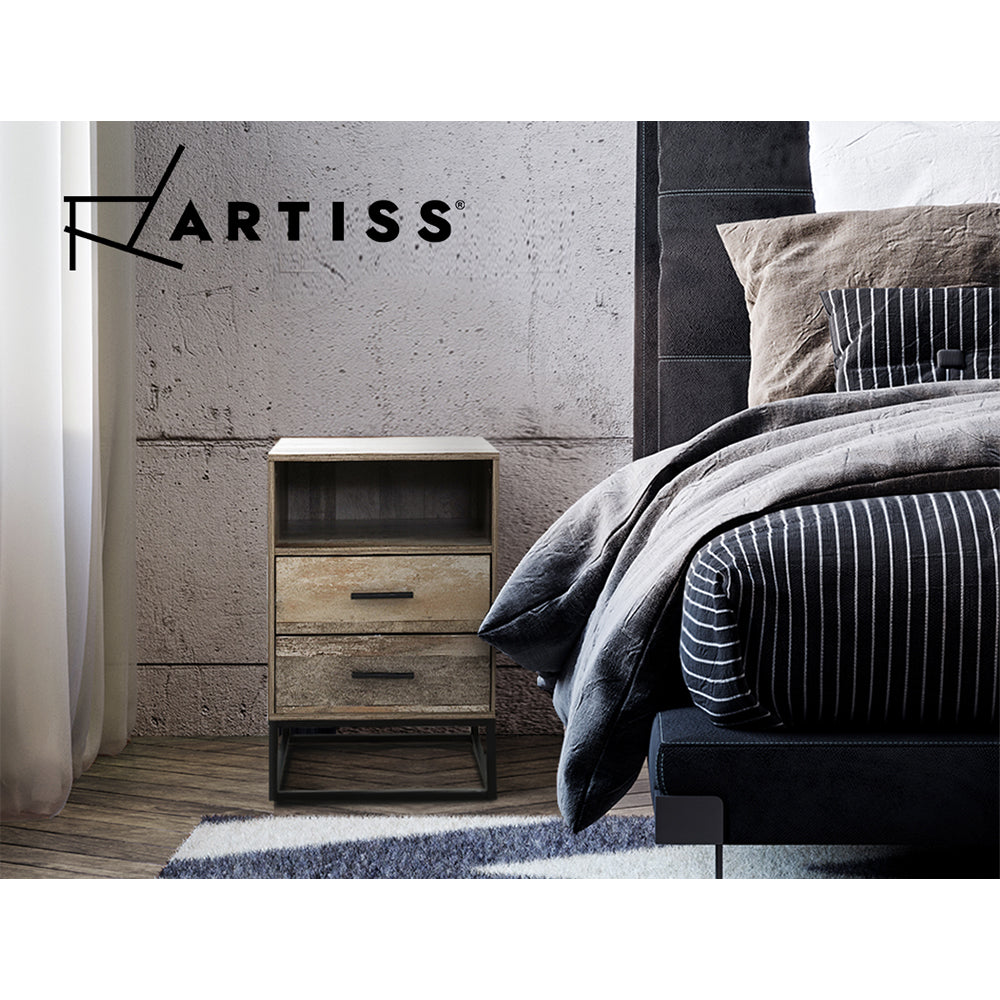 Marlook Bedside Table 2 Drawers with Shelf - BADAN