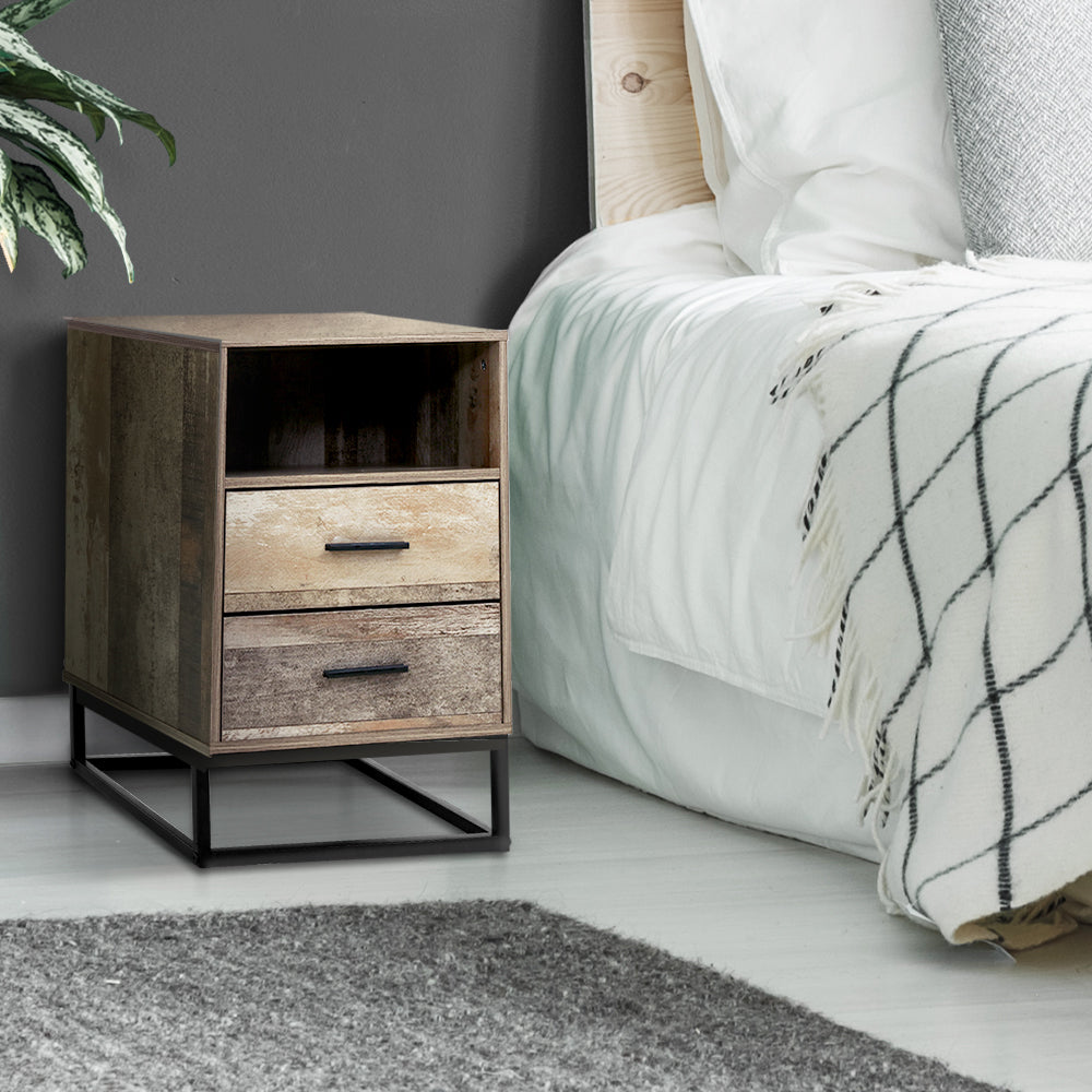 Marlook Bedside Table 2 Drawers with Shelf - BADAN