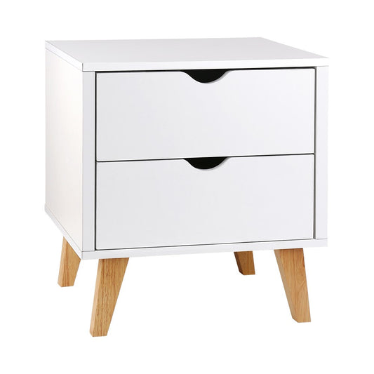 Marlook Bedside Table 2 Drawers - ANDERS White
