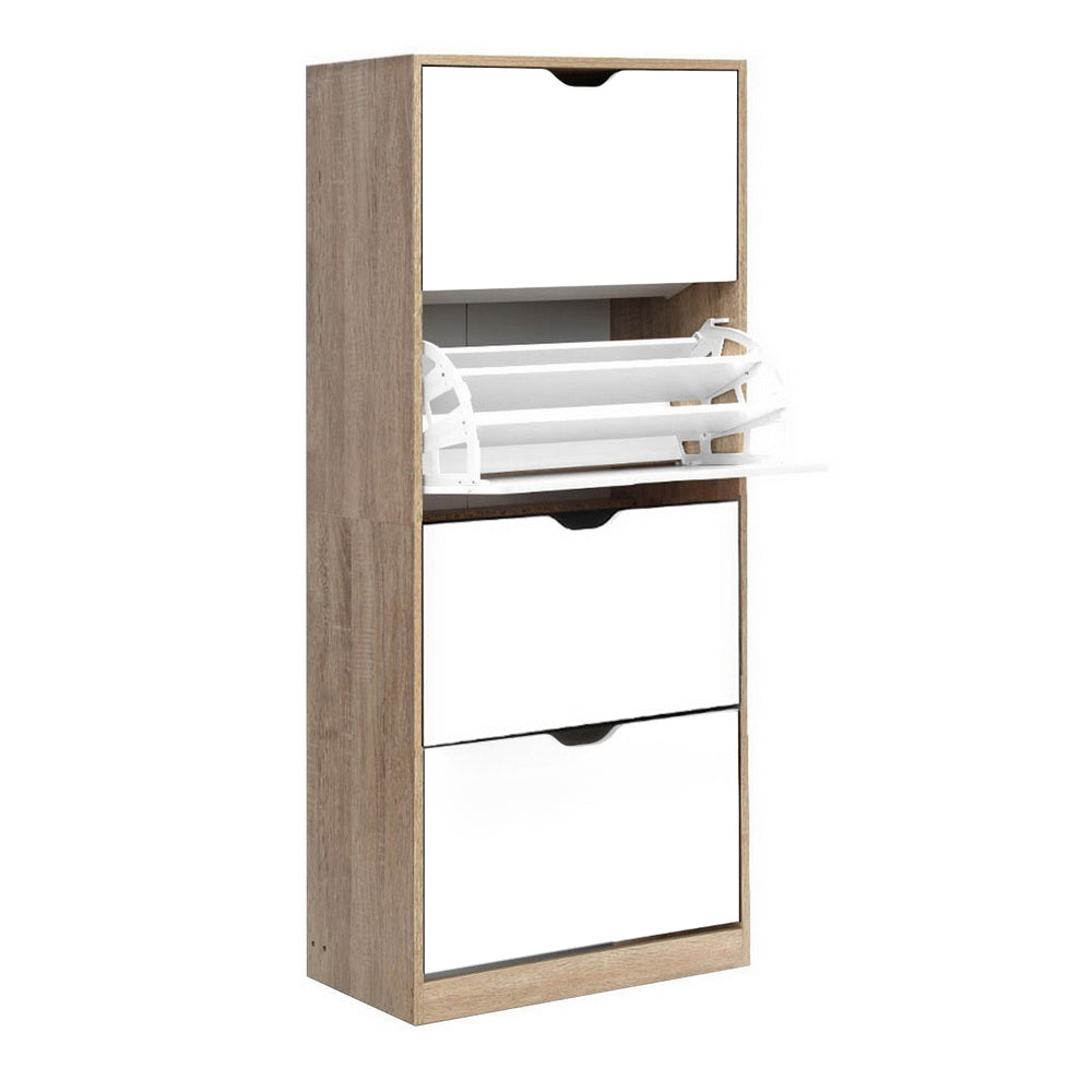 Marlook Shoe Rack Cabinet 60 Pairs 4-tier White Elen