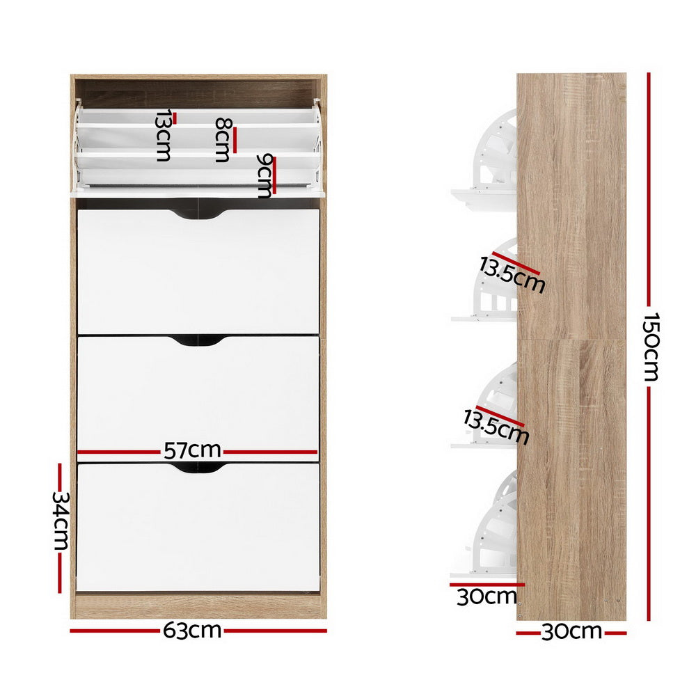 Marlook Shoe Rack Cabinet 60 Pairs 4-tier White Elen