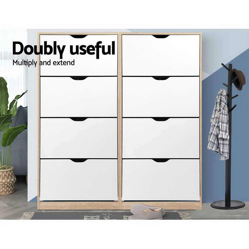 Marlook Shoe Rack Cabinet 60 Pairs 4-tier White Elen