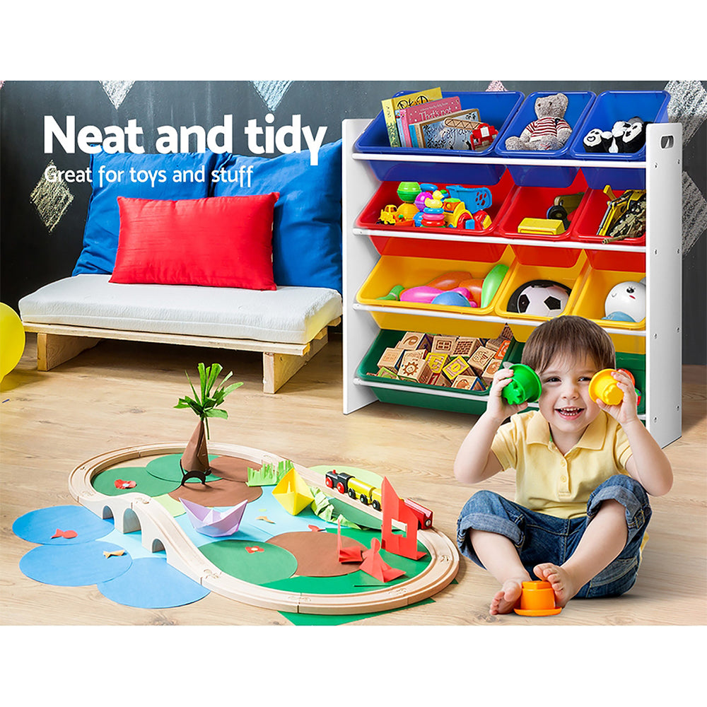 Marlook Kids Toy Box 12 Bins Bookshelf Organiser Children Storage Rack
