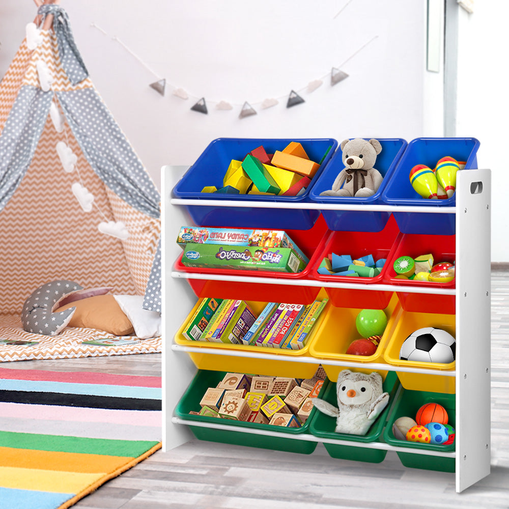 Marlook Kids Toy Box 12 Bins Bookshelf Organiser Children Storage Rack