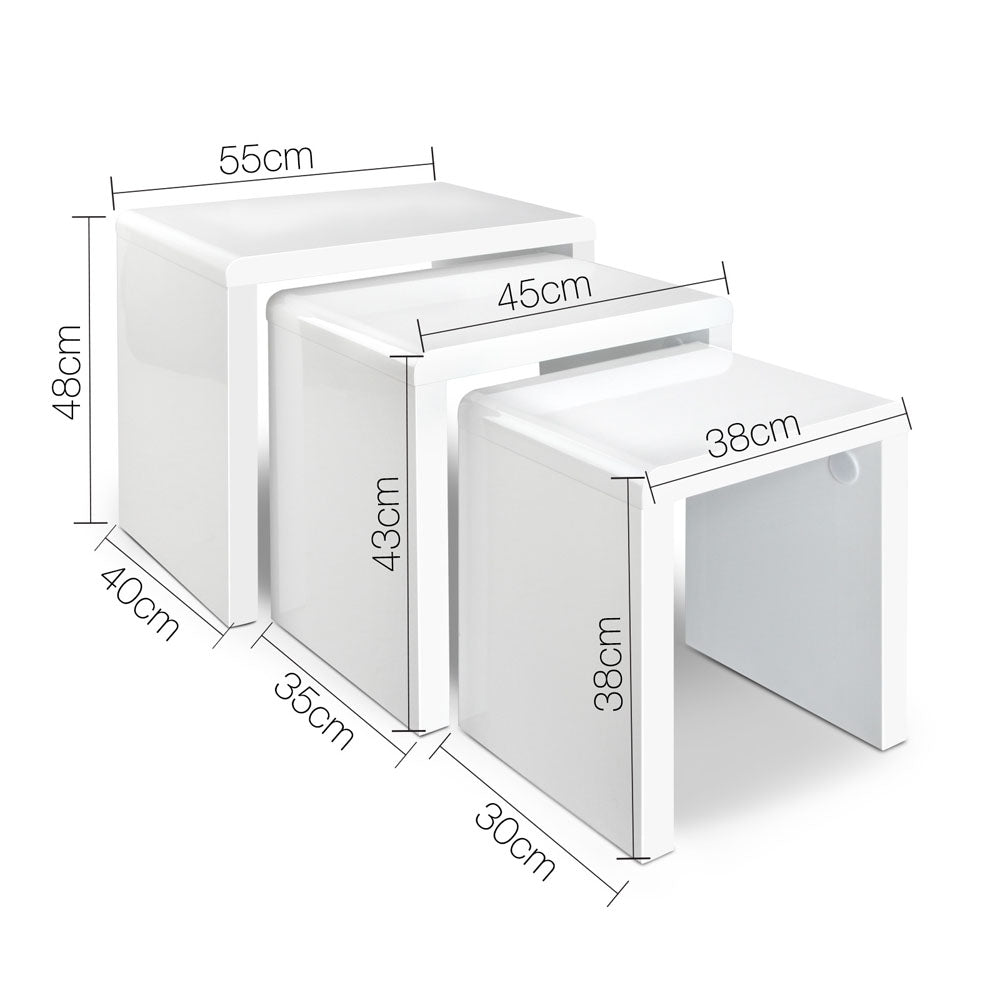 Marlook Nesting Coffee Table Set of 3 Glossy White