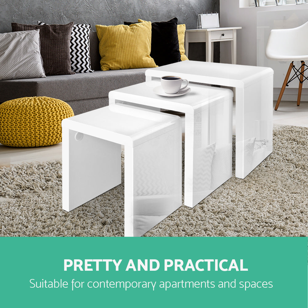 Marlook Nesting Coffee Table Set of 3 Glossy White
