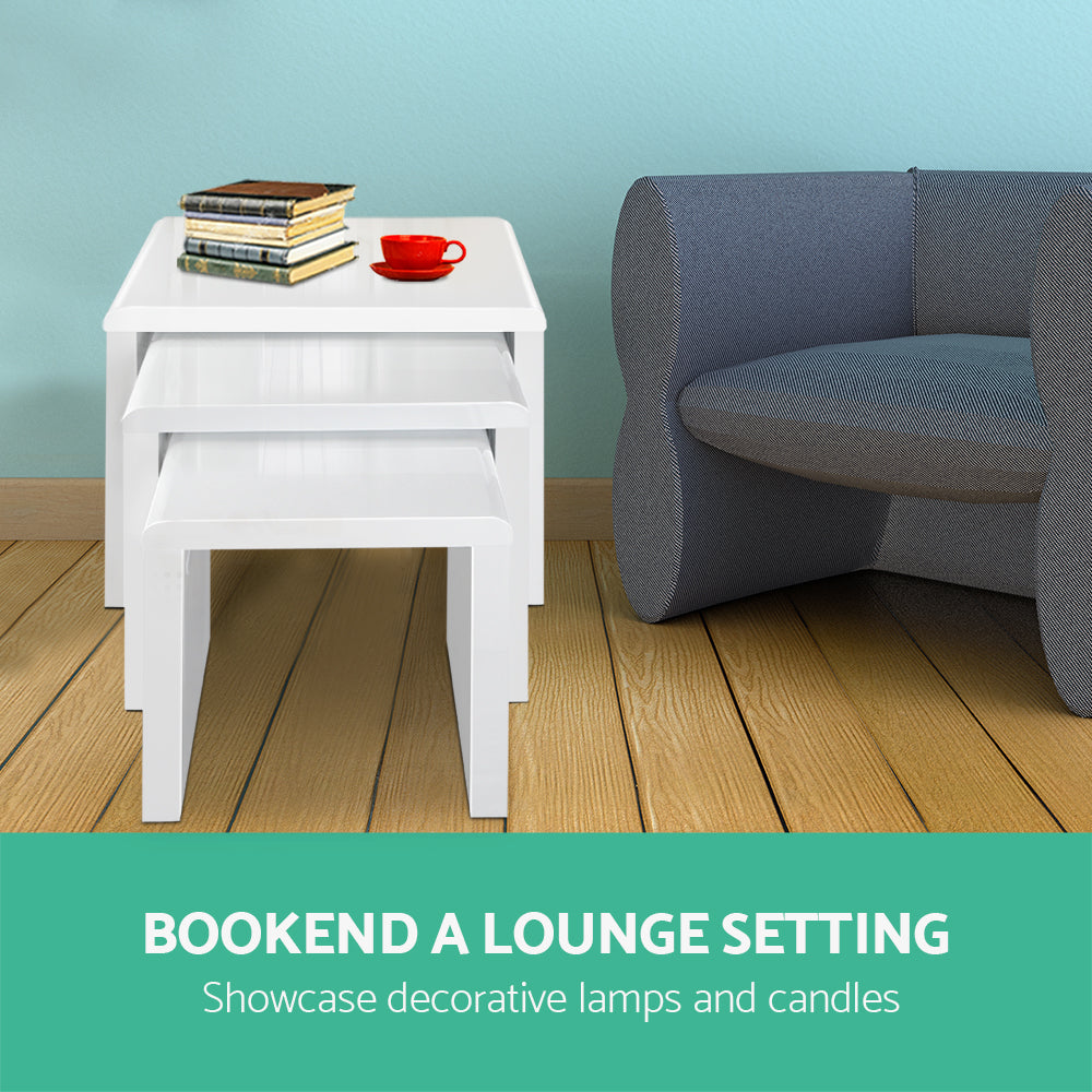 Marlook Nesting Coffee Table Set of 3 Glossy White