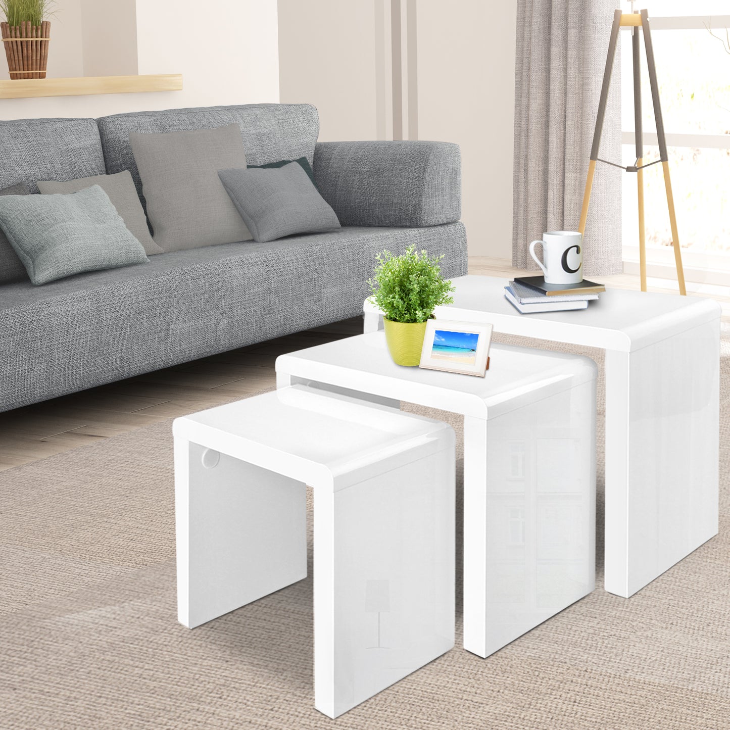 Marlook Nesting Coffee Table Set of 3 Glossy White