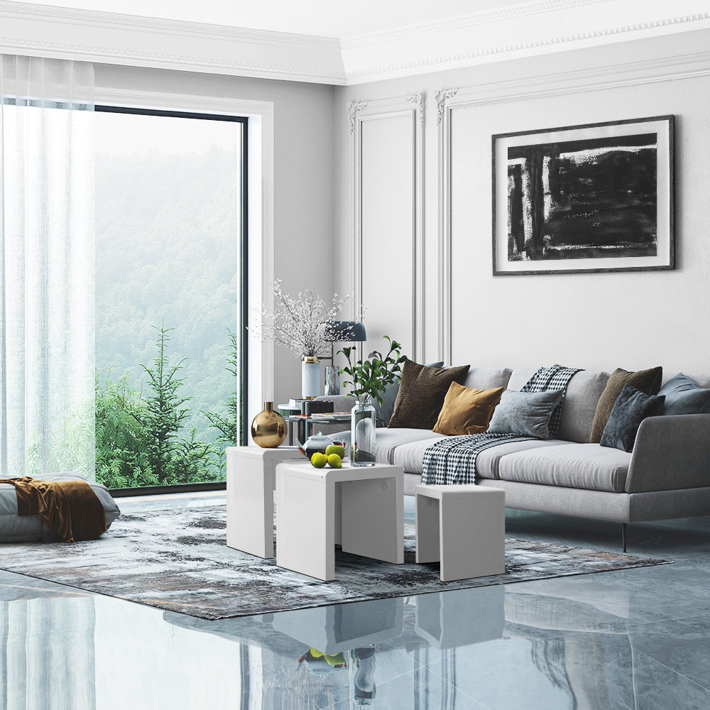 Marlook Nesting Coffee Table Set of 3 Glossy White