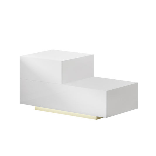 Marlook Bedside Tables LED 2 Drawers - REMI White