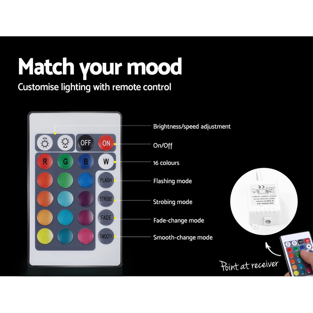 Marlook Bedside Tables LED 2 Drawers - REMI White