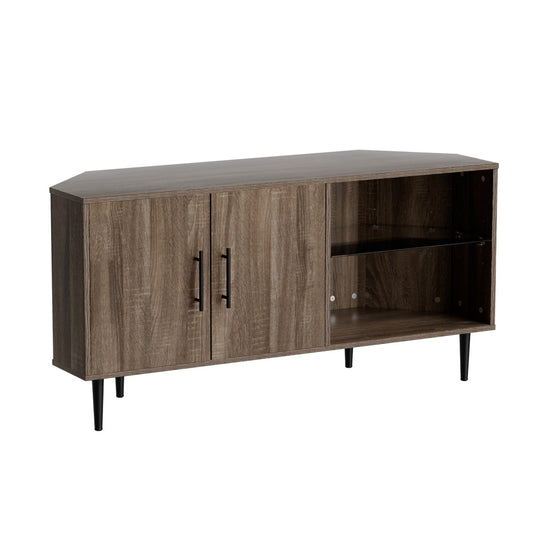 Marlook Corner Entertainment Unit Stand TV Cabinet Open Storage Shelf 120CM