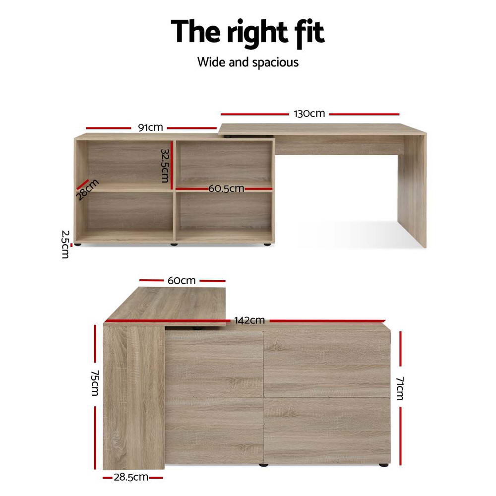 Marlook Computer Desk Bookshelf Oak 130CM