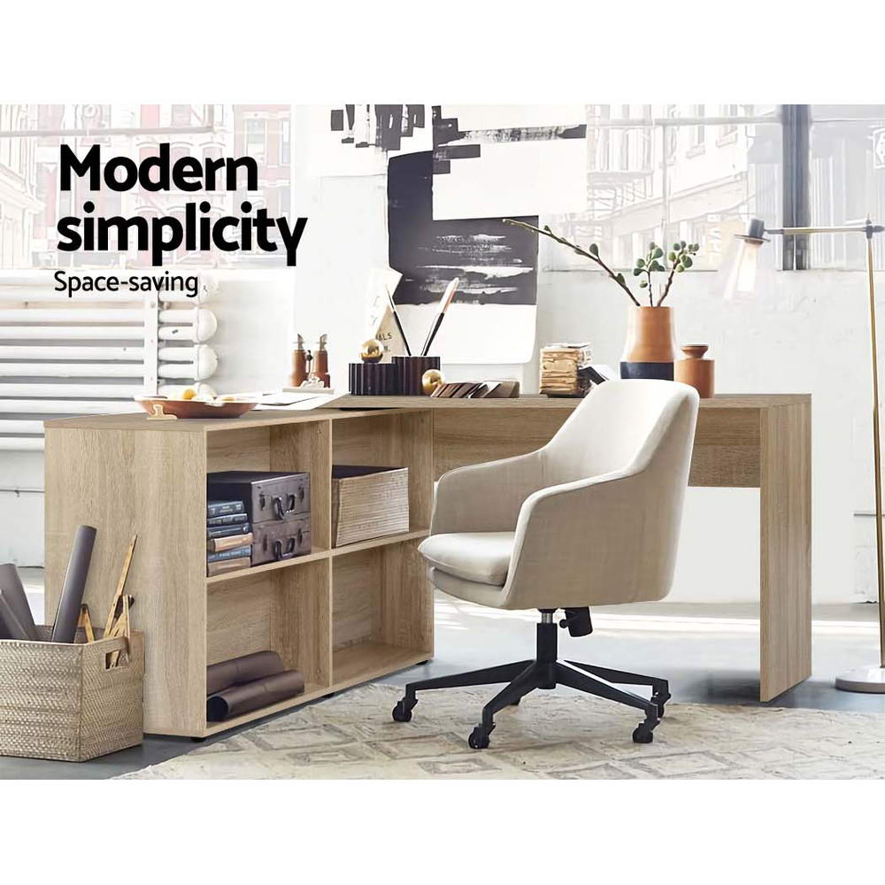 Marlook Computer Desk Bookshelf Oak 130CM