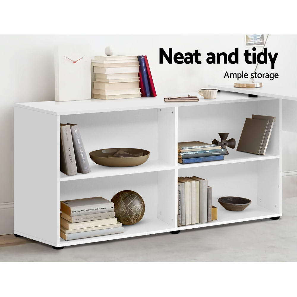 Marlook Computer Desk Bookshelf White 130CM