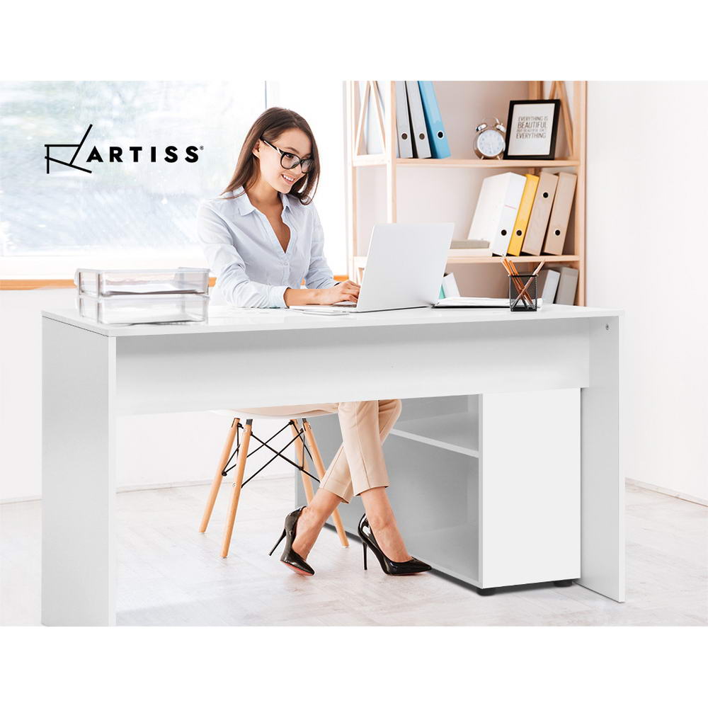 Marlook Computer Desk Bookshelf White 130CM