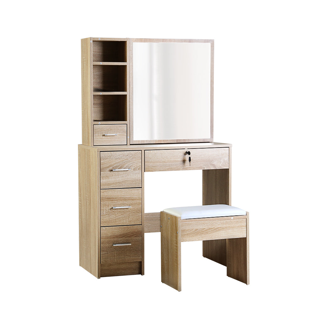 Marlook Dressing Table Stool Set Sliding Mirror Oak Diane