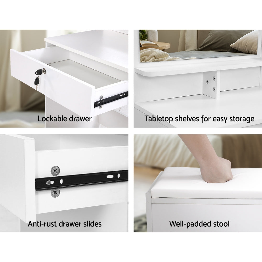 Marlook Dressing Table Stool Set 4 Drawers White