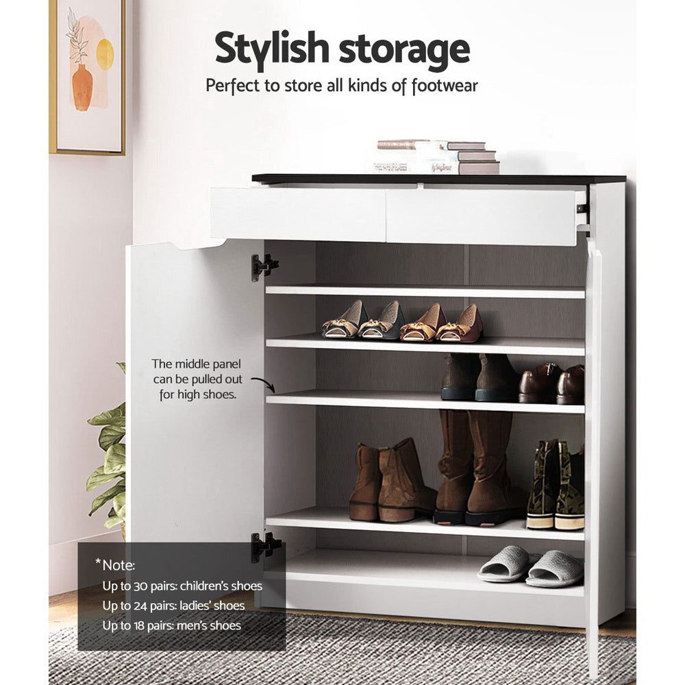 Marlook Shoe Rack Cabinet 30 Pairs White Eve