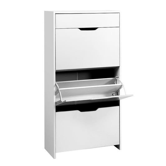 Marlook Shoe Rack Cabinet 24 Pairs White Luna