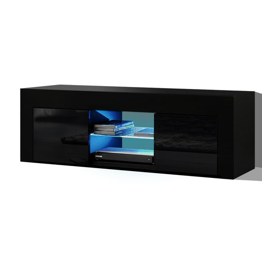 Marlook Entertainment Unit TV Cabinet LED 130cm Black Angus