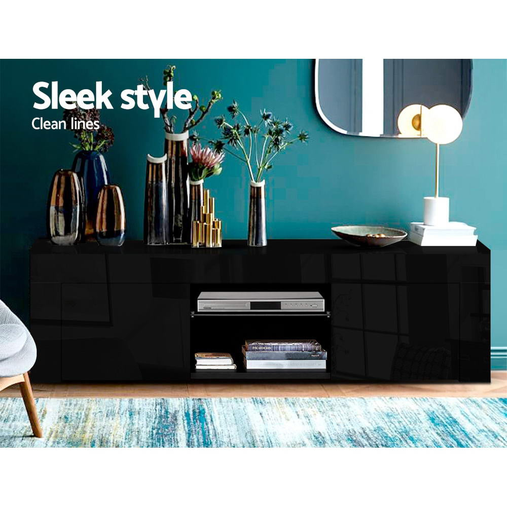 Marlook Entertainment Unit TV Cabinet LED 130cm Black Angus