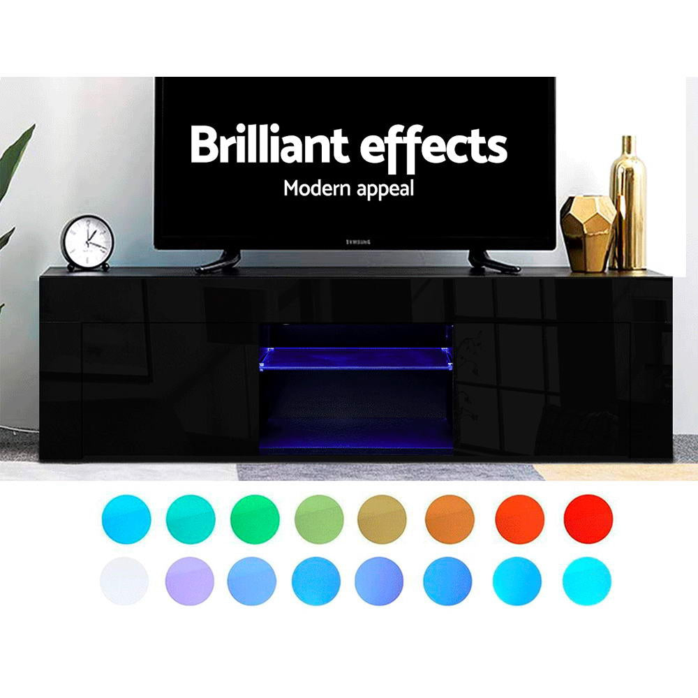 Marlook Entertainment Unit TV Cabinet LED 130cm Black Angus