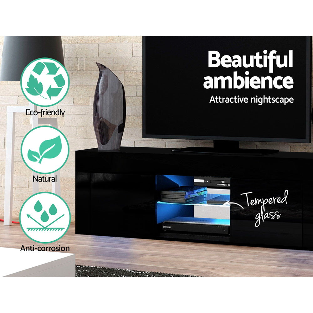 Marlook Entertainment Unit TV Cabinet LED 130cm Black Angus