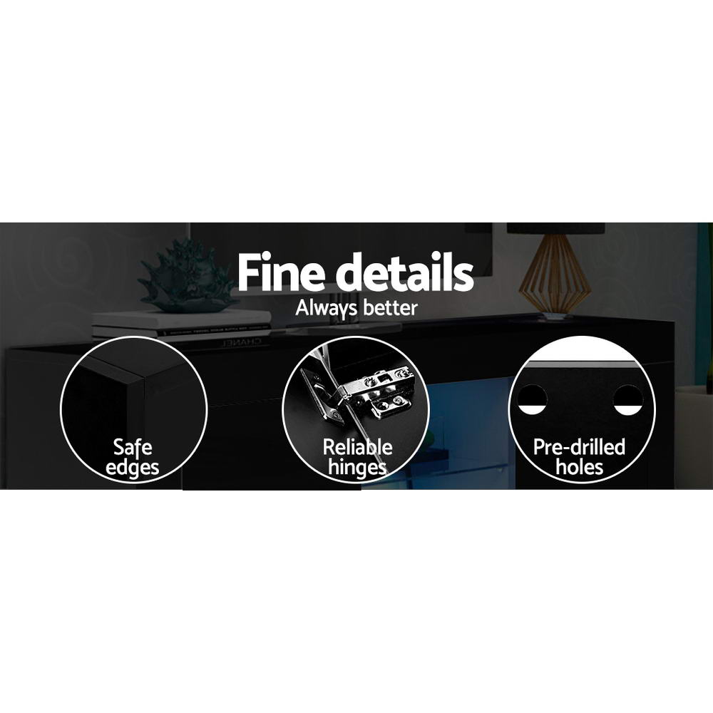 Marlook Entertainment Unit TV Cabinet LED 130cm Black Angus