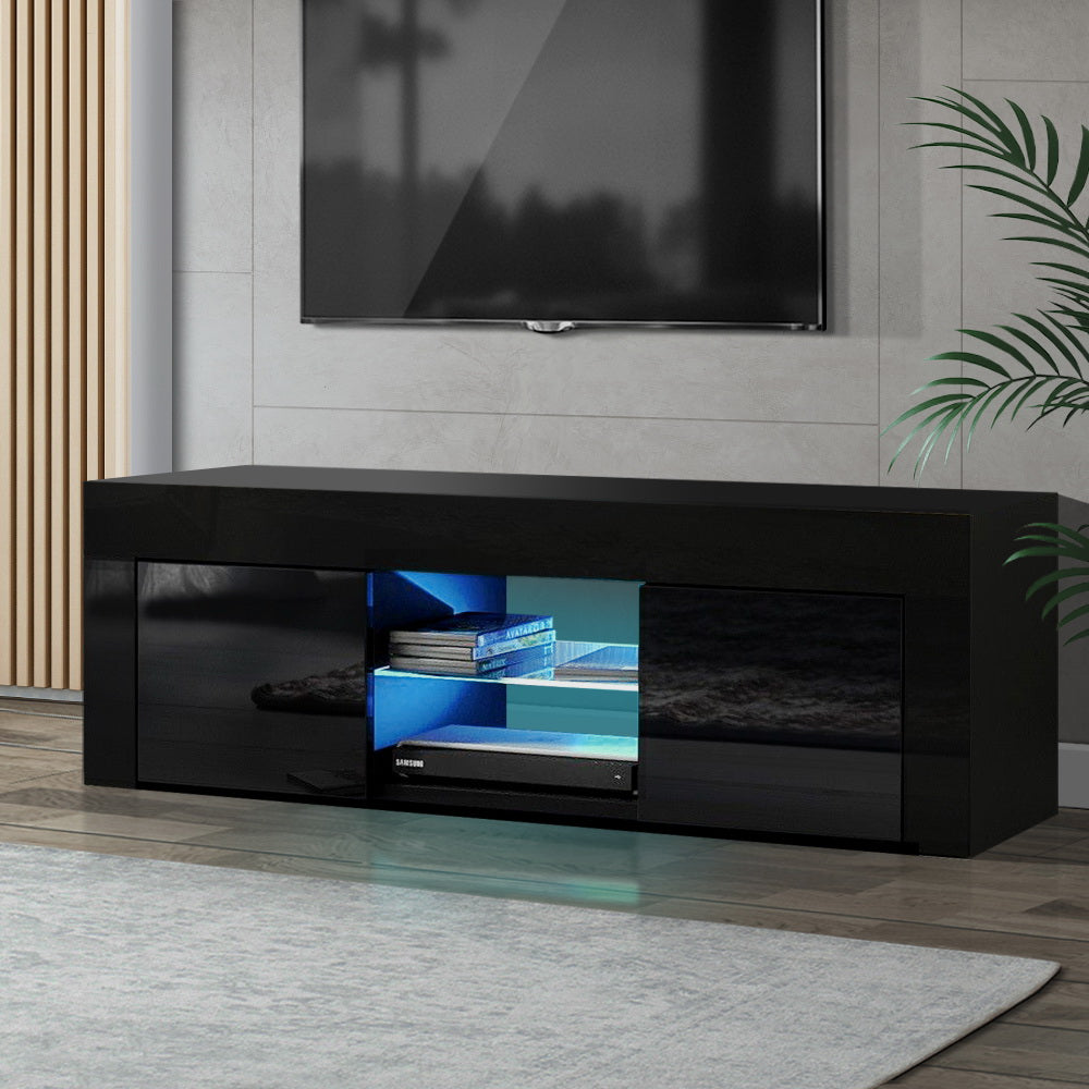 Marlook Entertainment Unit TV Cabinet LED 130cm Black Angus