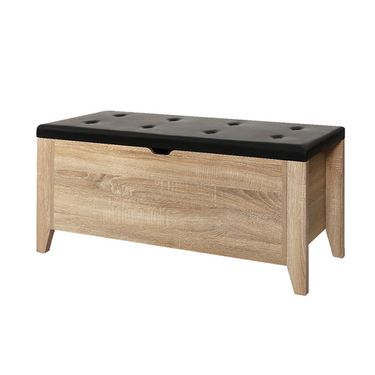 Marlook Storage Ottoman Blanket Box Leather Oak