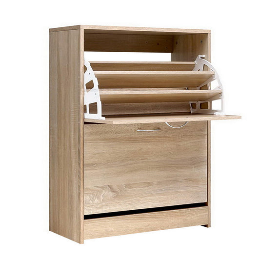 Marlook Shoe Rack Cabinet 24 Pairs 3-tier Wood Nina