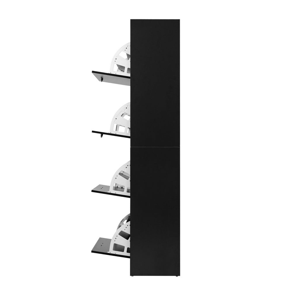 Marlook Shoe Rack Cabinet 60 Pairs 4 Doors - Black