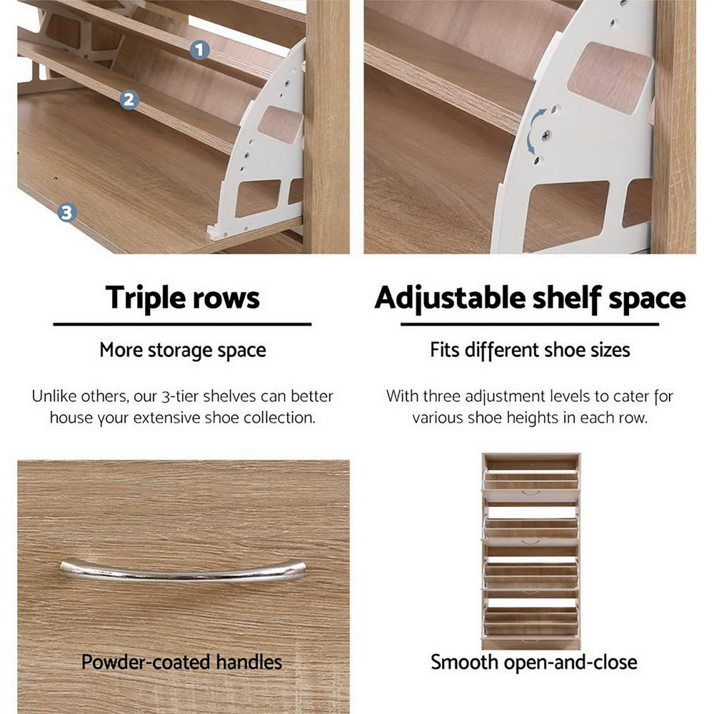 Marlook Shoe Rack Cabinet 60 Pairs 4 Doors - Wood