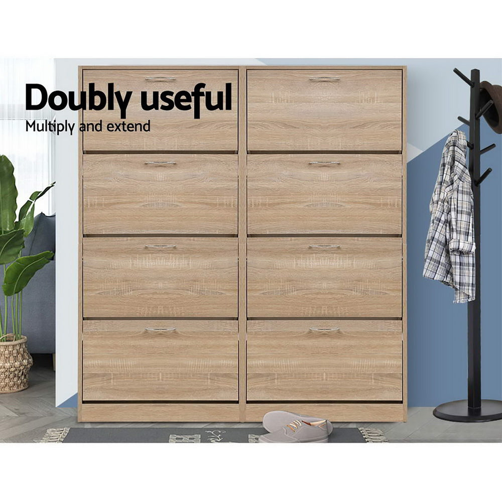Marlook Shoe Rack Cabinet 60 Pairs 4 Doors - Wood
