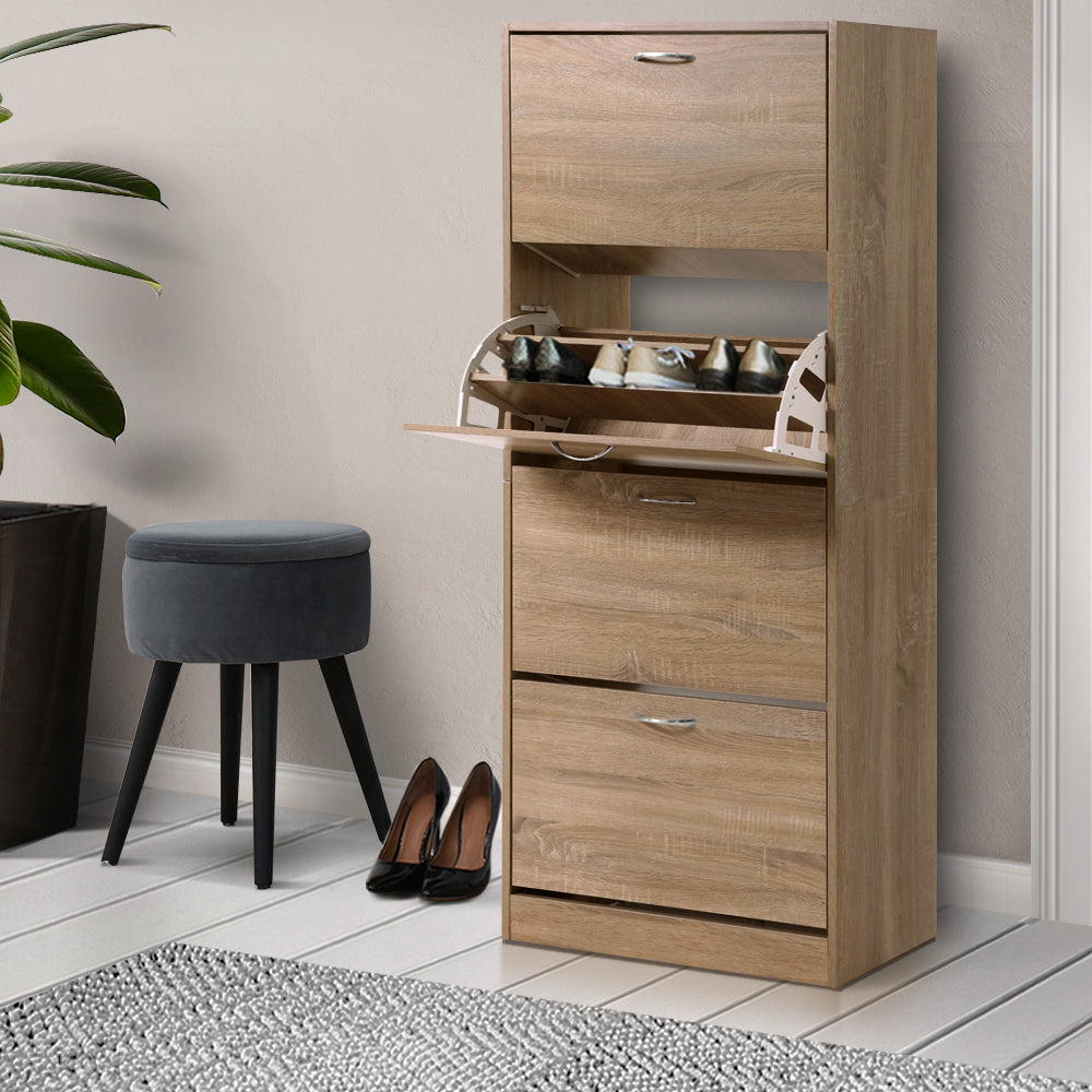 Marlook Shoe Rack Cabinet 60 Pairs 4 Doors - Wood